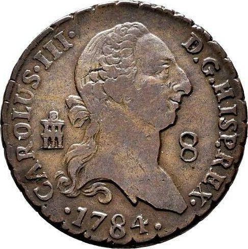 Awers monety - 8 maravedis 1784 - cena  monety - Hiszpania, Karol III