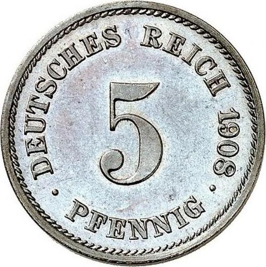 Anverso 5 Pfennige 1908 G "Tipo 1890-1915" - valor de la moneda  - Alemania, Imperio alemán