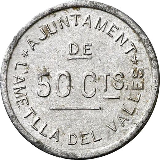 Reverso 50 céntimos Sin fecha (1936-1939) "L’Ametlla del Vallès" Con inscripción - valor de la moneda  - España, II República