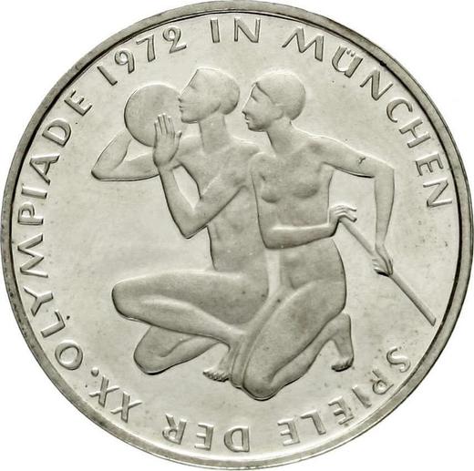 Anverso 10 marcos 1972 "Juegos de la XX Olimpiada de Verano" Canto liso - valor de la moneda de plata - Alemania, RFA