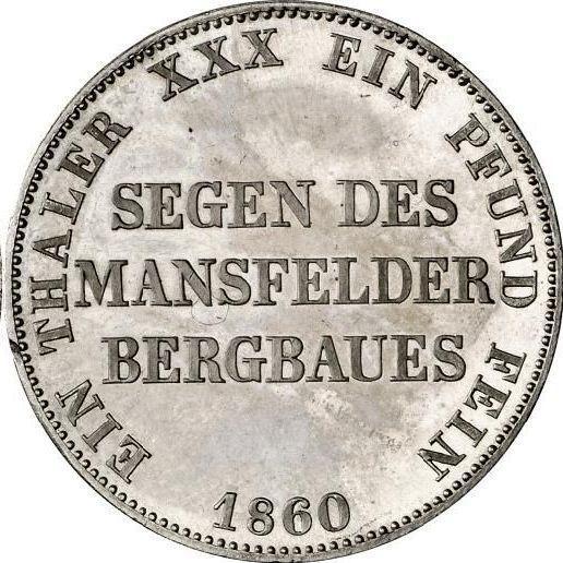 Reverso Tálero 1860 A "Minero" - valor de la moneda de plata - Prusia, Federico Guillermo IV