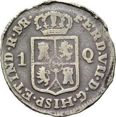 Аверс монеты - 1 куарто 1834 года MA F - цена  монеты - Филиппины, Фердинанд VII