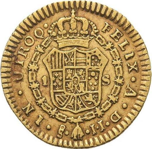 Rewers monety - 1 escudo 1802 So JJ - cena złotej monety - Chile, Karol IV