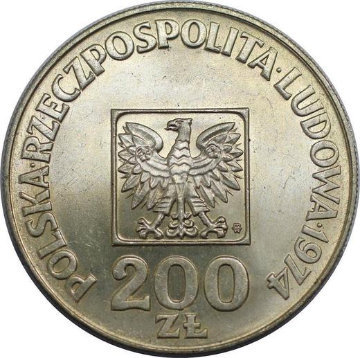 Anverso 200 eslotis 1974 MW JMN "30 aniversario de la República Popular de Polonia" Plata - valor de la moneda de plata - Polonia, República Popular