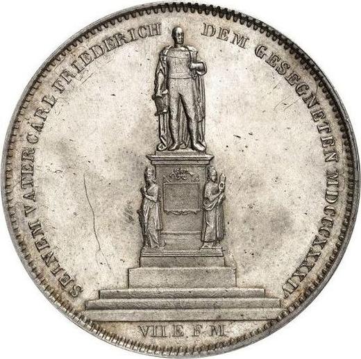 Аверс монеты - 2 талера 1844 года "Памятник" - цена серебряной монеты - Баден, Леопольд