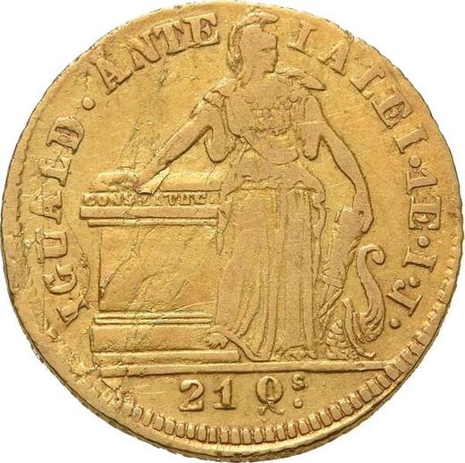 Reverso 1 escudo 1842 So IJ - valor de la moneda de oro - Chile, República