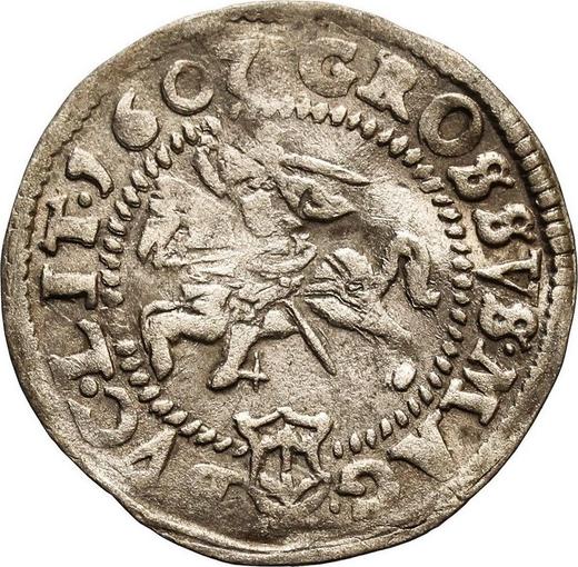 Reverso 1 grosz 1607 "Lituania" Bogoria en el escudo Marco por ambos lados - valor de la moneda de plata - Polonia, Segismundo III