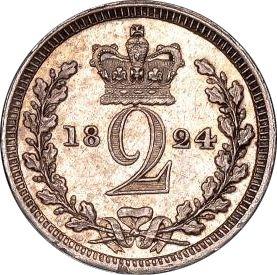 Реверс монеты - 2 пенса 1824 года "Монди" - цена серебряной монеты - Великобритания, Георг IV