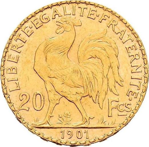 Rewers monety - 20 franków 1901 A "Typ 1899-1906" Paryż - cena złotej monety - Francja, III Republika