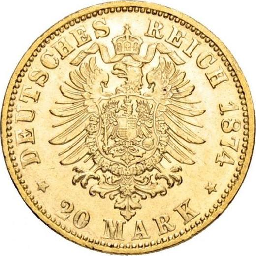 Reverse 20 Mark 1874 D "Bayern" - Gold Coin Value - Germany, German Empire