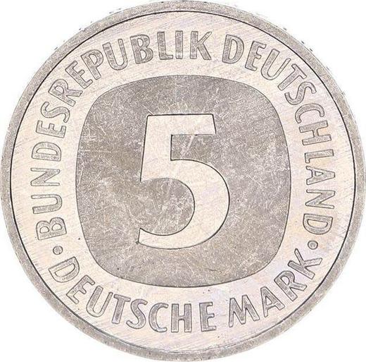 Anverso 5 marcos 1991 J - valor de la moneda  - Alemania, RFA
