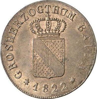 Аверс монеты - 1/2 крейцера 1822 года - цена  монеты - Баден, Людвиг I