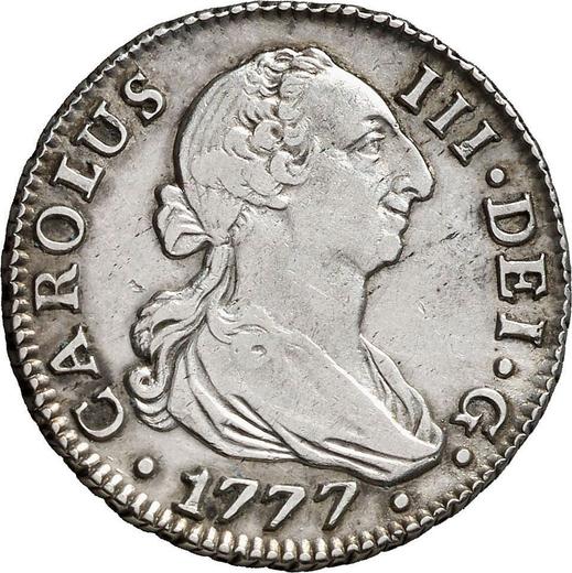 Аверс монеты - 2 реала 1777 года S CF - цена серебряной монеты - Испания, Карл III