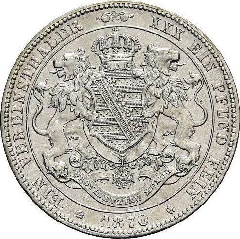 Реверс монеты - Талер 1870 года B - цена серебряной монеты - Саксония-Альбертина, Иоганн