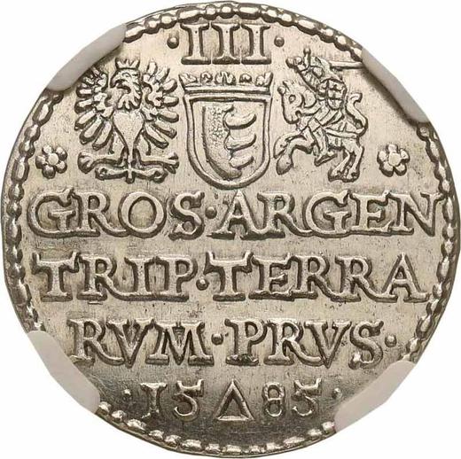 Rewers monety - Trojak 1585 "Malbork" - cena srebrnej monety - Polska, Stefan Batory