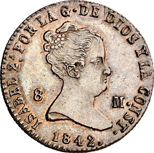 Avers 8 Maravedis 1842 "Wertangabe auf Vorderseite" - Münze Wert - Spanien, Isabella II