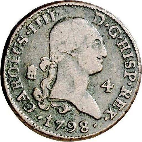 Аверс монеты - 4 мараведи 1798 года - цена  монеты - Испания, Карл IV