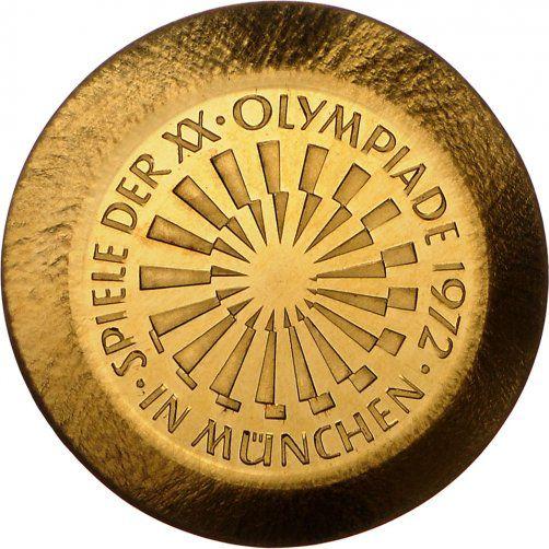 Аверс монеты - 10 марок 1972 года J "XX летние Олимпийские игры" Золото - цена золотой монеты - Германия, ФРГ