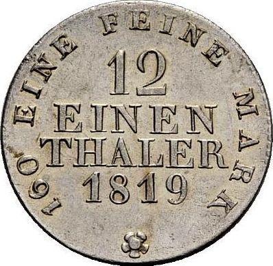 Reverse 1/12 Thaler 1819 I.G.S. - Silver Coin Value - Saxony-Albertine, Frederick Augustus I