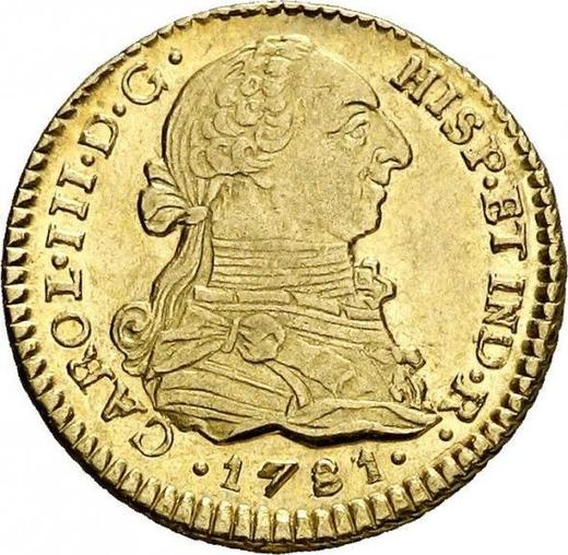 Аверс монеты - 1 эскудо 1781 года P SF - цена золотой монеты - Колумбия, Карл III