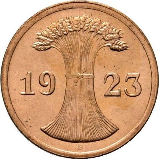 Реверс монеты - 2 рентенпфеннига 1923 года D - цена  монеты - Германия, Bеймарская республика