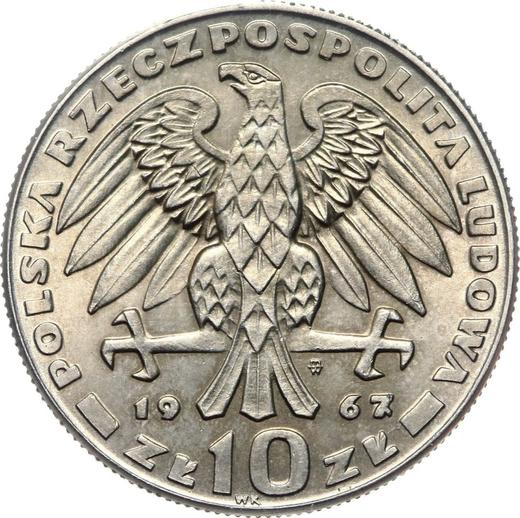Anverso 10 eslotis 1967 MW WK "General Karol Świerczewski" - valor de la moneda  - Polonia, República Popular