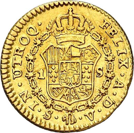 Реверс монеты - 1 эскудо 1784 года S V - цена золотой монеты - Испания, Карл III
