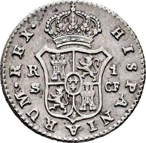 Реверс монеты - 1 реал 1775 года S CF - цена серебряной монеты - Испания, Карл III