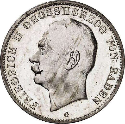 Аверс монеты - 5 марок 1908 года G "Баден" - цена серебряной монеты - Германия, Германская Империя