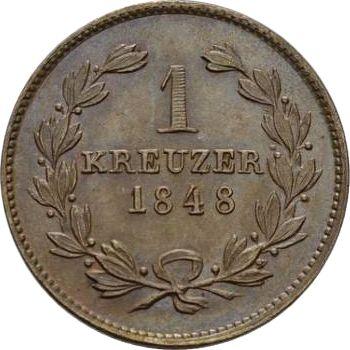 Реверс монеты - 1 крейцер 1848 года - цена  монеты - Баден, Леопольд