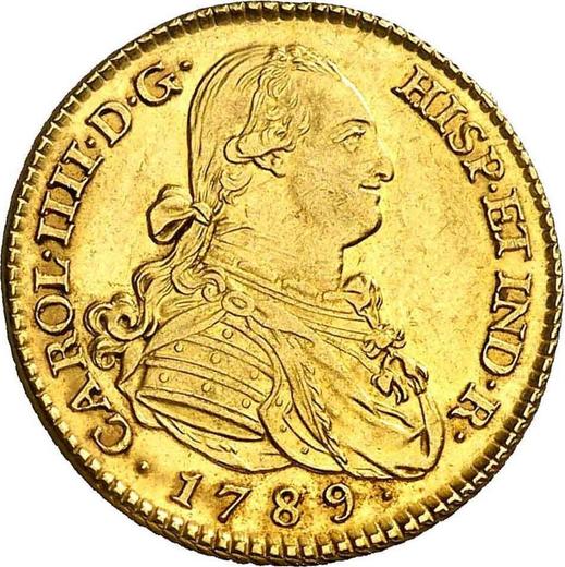 Avers 2 Escudos 1789 M MF - Goldmünze Wert - Spanien, Karl IV