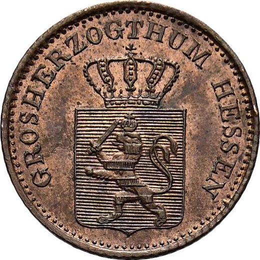 Аверс монеты - 1 пфенниг 1865 года - цена  монеты - Гессен-Дармштадт, Людвиг III