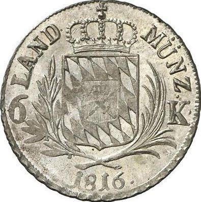Rewers monety - 6 krajcarów 1816 - cena srebrnej monety - Bawaria, Maksymilian I