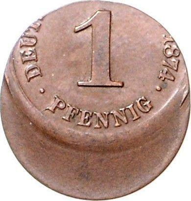 Аверс монеты - 1 пфенниг 1873-1889 года "Тип 1873-1889" Смещение штемпеля - цена  монеты - Германия, Германская Империя