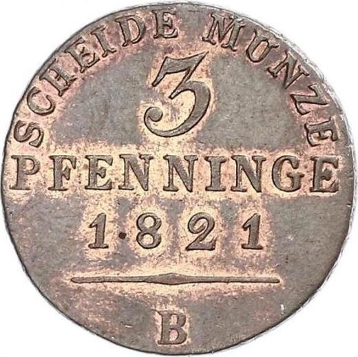Reverso 3 Pfennige 1821 B - valor de la moneda  - Prusia, Federico Guillermo III