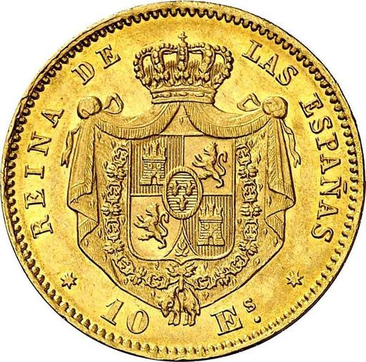 Reverso 10 escudos 1866 Estrellas de siete puntas - valor de la moneda de oro - España, Isabel II