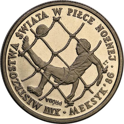 Rewers monety - PRÓBA 200 złotych 1985 MW TT "XIII Mistrzostwa Świata w Piłce Nożnej - Meksyk 1986" Nikiel - cena  monety - Polska, PRL