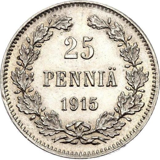 Rewers monety - 25 penni 1915 S - cena srebrnej monety - Finlandia, Wielkie Księstwo
