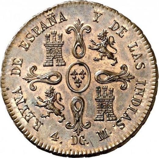 Реверс монеты - 4 мараведи 1836 года DG - цена  монеты - Испания, Изабелла II