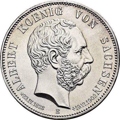 Аверс монеты - 5 марок 1902 года E "Саксония" Даты жизни - цена серебряной монеты - Германия, Германская Империя