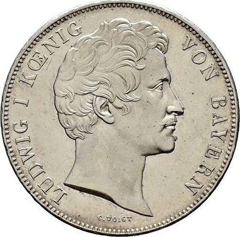 Anverso 2 táleros 1837 "Unión Monetaria Alemana" - valor de la moneda de plata - Baviera, Luis I