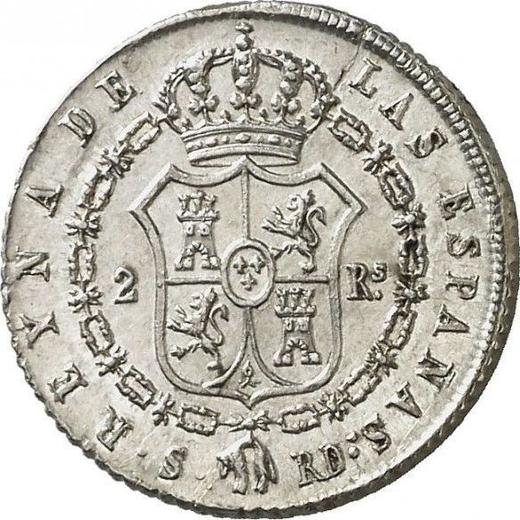 Реверс монеты - 2 реала 1840 года S RD - цена серебряной монеты - Испания, Изабелла II