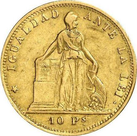 Avers 10 Pesos 1858 So - Münze Wert - Chile, Republik