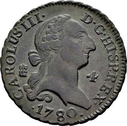 Аверс монеты - 4 мараведи 1780 года - цена  монеты - Испания, Карл III
