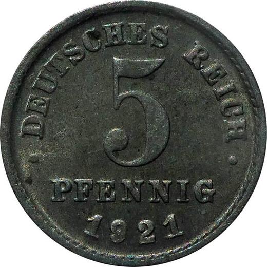 Аверс монеты - 5 пфеннигов 1921 года F - цена  монеты - Германия, Германская Империя