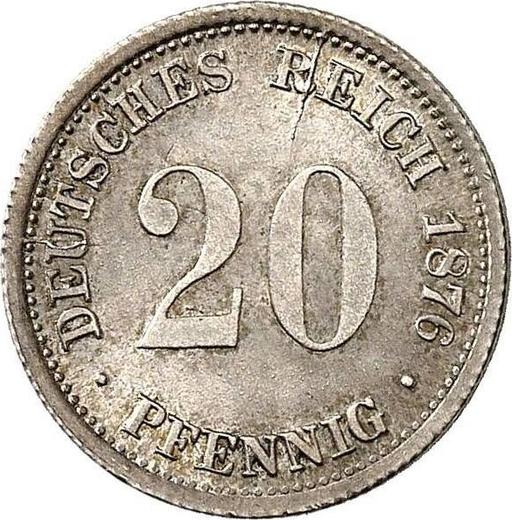 Anverso 20 Pfennige 1876 H "Tipo 1873-1877" - valor de la moneda de plata - Alemania, Imperio alemán