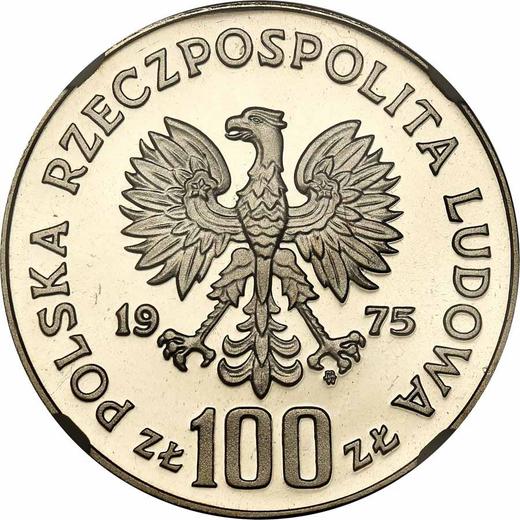 Anverso 100 eslotis 1975 MW SW "Helena Modrzejewska" Plata - valor de la moneda de plata - Polonia, República Popular