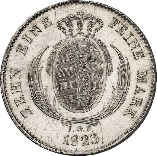 Реверс монеты - Талер 1823 года I.G.S. - цена серебряной монеты - Саксония-Альбертина, Фридрих Август I