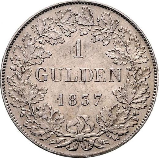 Реверс монеты - 1 гульден 1837 года A.D. - цена серебряной монеты - Вюртемберг, Вильгельм I