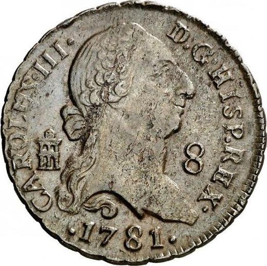 Аверс монеты - 8 мараведи 1781 года - цена  монеты - Испания, Карл III